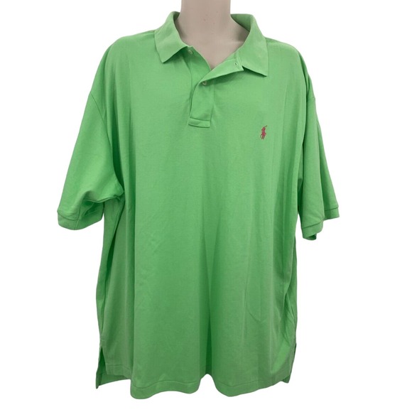 Polo Ralph Lauren‎ Men's SS Pullover Polo Shirt Lime Green 2XB Big - Picture 2 of 4